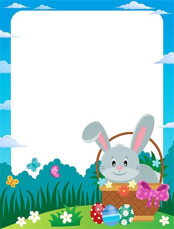 simsearch:400-09098381,k - Frame with Easter bunny in basket - eps10 vector illustration. Stock Photo - Budget Royalty-Free & Subscription, Code: 400-08834725