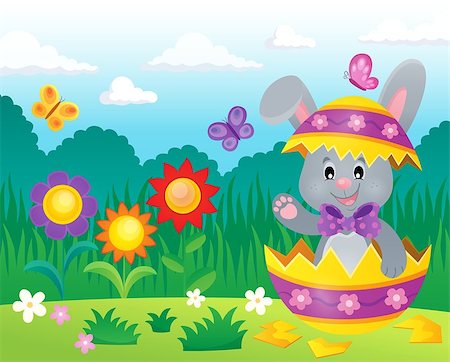 simsearch:400-09098381,k - Easter bunny in eggshell theme image 3 - eps10 vector illustration. Stock Photo - Budget Royalty-Free & Subscription, Code: 400-08834722