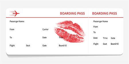 simsearch:400-08503492,k - Red and white template for romantic boarding pass. Vector illustration Stock Photo - Budget Royalty-Free & Subscription, Code: 400-08834775