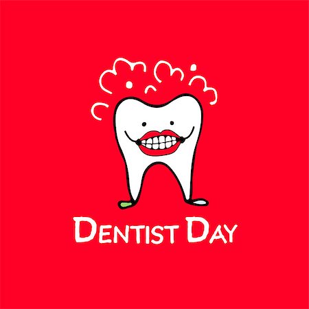 Dentist day, tooth character sketch for your design. Vector illustration Stock Photo - Budget Royalty-Free & Subscription, Code: 400-08834994