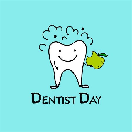 Dentist day, tooth character sketch for your design. Vector illustration Stock Photo - Budget Royalty-Free & Subscription, Code: 400-08834995