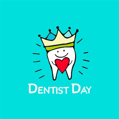 Happy dentist day, tooth sketch for your design. Vector illustration Stock Photo - Budget Royalty-Free & Subscription, Code: 400-08834993