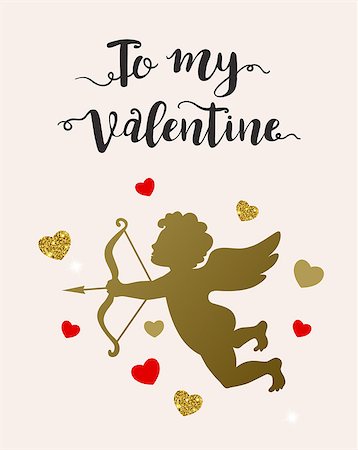 simsearch:400-07897102,k - Valentine's day greeting card with lettering, cupid and hearts Stock Photo - Budget Royalty-Free & Subscription, Code: 400-08835009