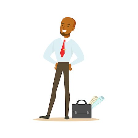 Manager With Suitcase And Project Papers, Business Office Employee In Official Dress Code Clothing Busy At Work Smiling Cartoon Characters. Part Of Marketing And Management Series Of Vector Illustrations. Stock Photo - Budget Royalty-Free & Subscription, Code: 400-08835187