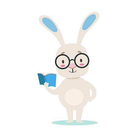 emotional intelligence cartoon - Clever Little Girly Cute White Pet Bunny Wearing Glasses Reading A Book, Cartoon Character Life Situation Illustration. Humanized Rabbit Baby Animal And Its Activity Emoji Flat Vector Drawing Stock Photo - Budget Royalty-Free & Subscription, Code: 400-08835181