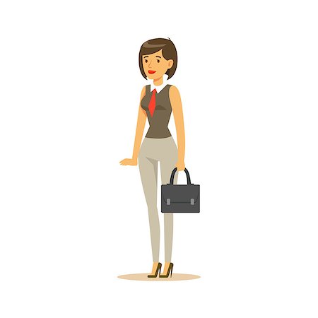 Businesswoman With Suitcase, Business Office Employee In Official Dress Code Clothing Busy At Work Smiling Cartoon Characters. Part Of Marketing And Management Series Of Vector Illustrations. Stock Photo - Budget Royalty-Free & Subscription, Code: 400-08835182