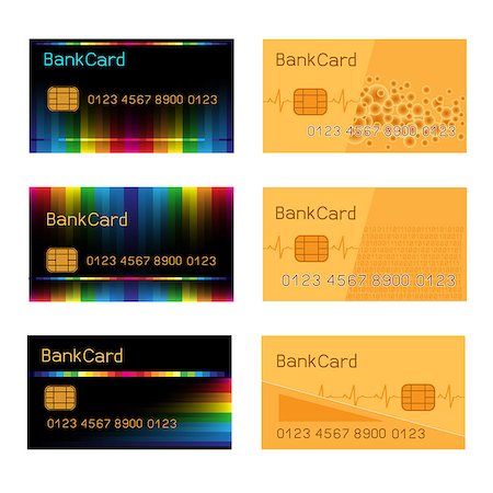 simsearch:400-07032988,k - Vector collection of black and gold Credit Card isolated on white background. Bank card design set Stock Photo - Budget Royalty-Free & Subscription, Code: 400-08835285