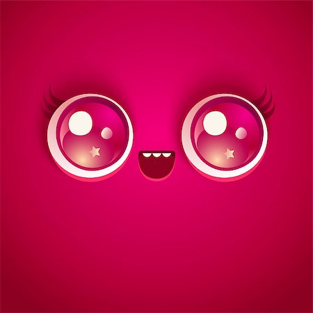 simsearch:400-07332399,k - Vector illustration of cute face. Kawaii face with eyes. Stock Photo - Budget Royalty-Free & Subscription, Code: 400-08835297
