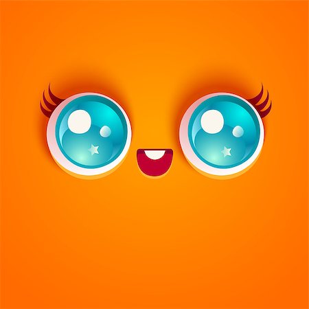 simsearch:400-07332399,k - Vector illustration of cute face. Kawaii face with eyes. Stock Photo - Budget Royalty-Free & Subscription, Code: 400-08835314