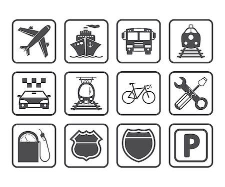simsearch:400-04220640,k - Transportation icons and signs. Vector illustration EPS 8. Foto de stock - Royalty-Free Super Valor e Assinatura, Número: 400-08835369