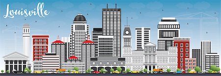 Louisville Skyline with Gray Buildings and Blue Sky. Vector Illustration. Business Travel and Tourism Concept with Modern Architecture. Image for Presentation Banner Placard and Web Site. Photographie de stock - Aubaine LD & Abonnement, Code: 400-08835431