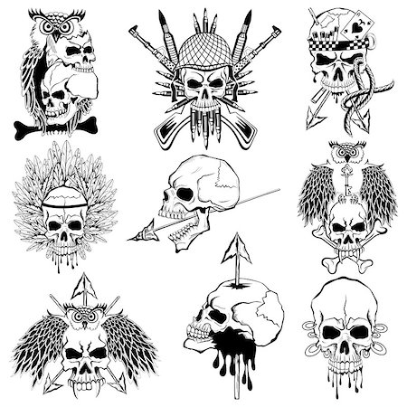 illustration of vintge style grungy skull print retro background Stock Photo - Budget Royalty-Free & Subscription, Code: 400-08835456