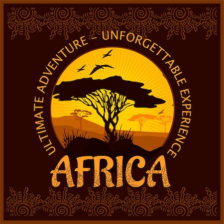 simsearch:400-04815686,k - South Africa - unforgettable adventure trip. Vector illustration. Foto de stock - Super Valor sin royalties y Suscripción, Código: 400-08835486