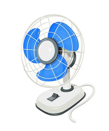 Desk air fan.  Device for conditioning room. Comfort electric blower. Wind ventilator. Vector illustration, eps10 isolated white background Foto de stock - Royalty-Free Super Valor e Assinatura, Número: 400-08835600