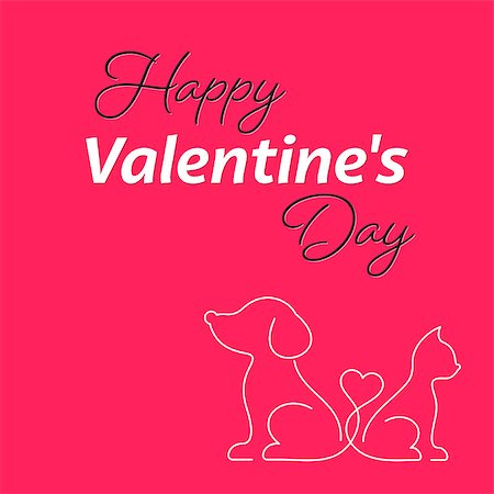 simsearch:400-08625440,k - Happy valentine card with cat and dog icons Stock Photo - Budget Royalty-Free & Subscription, Code: 400-08835643