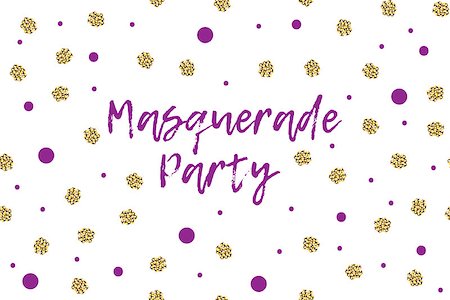 Mardi gras greeting card with text, violet and gold dots. Inscription - Masquerade Party Stock Photo - Budget Royalty-Free & Subscription, Code: 400-08835805