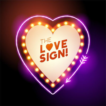 simsearch:400-07679281,k - A glowing and lit up neon heart shaped love sign with room for text. Vector illustration Foto de stock - Royalty-Free Super Valor e Assinatura, Número: 400-08835886