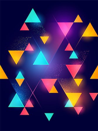 Glowing neon geometric pattern background. Vector illustration. Stock Photo - Budget Royalty-Free & Subscription, Code: 400-08835892