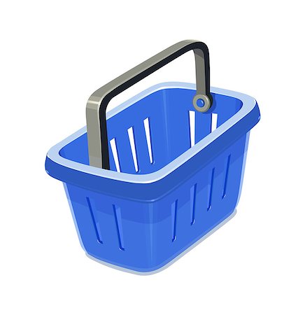 simsearch:400-05886915,k - Blue plastic basket for shopping. Supermarket equipment. Vector illustration, eps10 isolated white background Stock Photo - Budget Royalty-Free & Subscription, Code: 400-08835954
