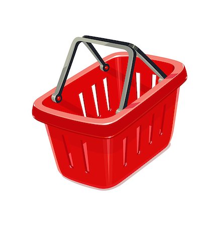 simsearch:400-05886915,k - Red plastic basket for shopping. Supermarket equipment. Vector illustration, eps10 isolated white background Stock Photo - Budget Royalty-Free & Subscription, Code: 400-08835955