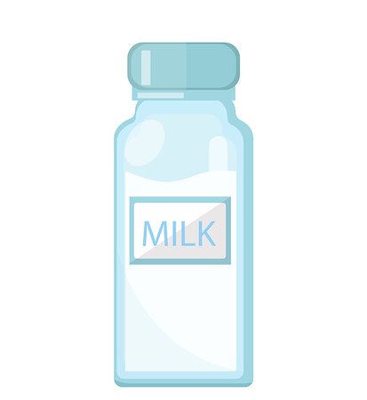 Milk in a glass bottle icon flat style. Isolated on white background. Vector illustration Stock Photo - Budget Royalty-Free & Subscription, Code: 400-08836225