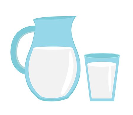 simsearch:400-08262916,k - Milk in jug of glass, glass with milk icon flat style. Isolated on white background. Vector illustration Photographie de stock - Aubaine LD & Abonnement, Code: 400-08836222