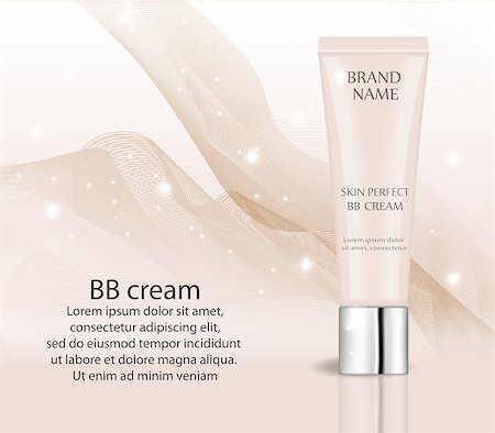 Realistic BB cream, foundation design template for cosmetics. Make-up, clean skin concept. 3d tube of Skin Toner mock-up. Vector illustration Stock Photo - Budget Royalty-Free & Subscription, Code: 400-08836247