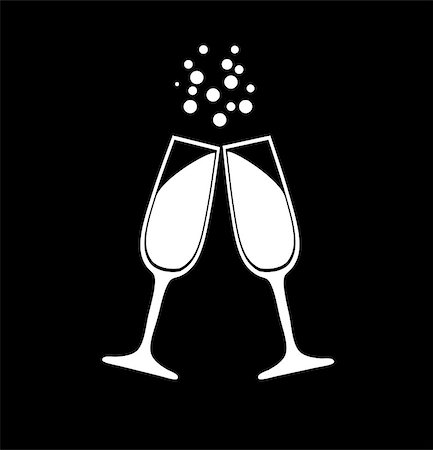 vector champagne glasses silhouettes Stock Photo - Budget Royalty-Free & Subscription, Code: 400-08836312