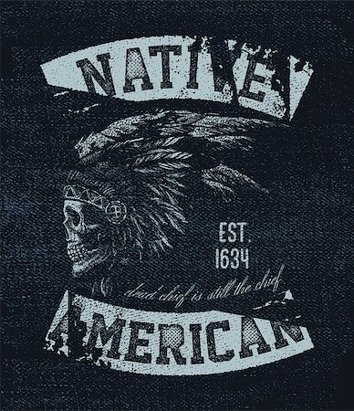 Native american illustration, vintage typography Stock Photo - Budget Royalty-Free & Subscription, Code: 400-08836329