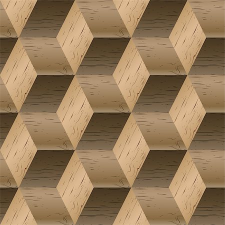 Abstract background, seamless pattern of isometric cubes, repeating wooden texture, vector illustration. Stockbilder - Microstock & Abonnement, Bildnummer: 400-08836343