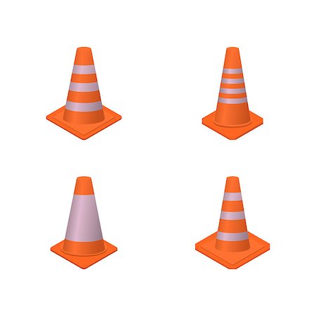 simsearch:400-04833604,k - Set of different cone signs road repairs in an isometric style, isolated on white background. Design elements for the reconstruction, vector illustration. Photographie de stock - Aubaine LD & Abonnement, Code: 400-08836351