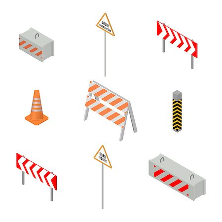 simsearch:400-08093747,k - Set of road signs repairs isolated on white background. Isometric style, vector illustration. Fotografie stock - Microstock e Abbonamento, Codice: 400-08836353