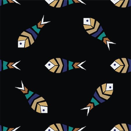 Flock of fish mosaic seamless pattern. Natural vector background Foto de stock - Royalty-Free Super Valor e Assinatura, Número: 400-08836421