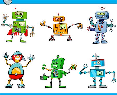 simsearch:400-08813093,k - Cartoon Illustration of Robot Fantasy Characters Set Stockbilder - Microstock & Abonnement, Bildnummer: 400-08836550