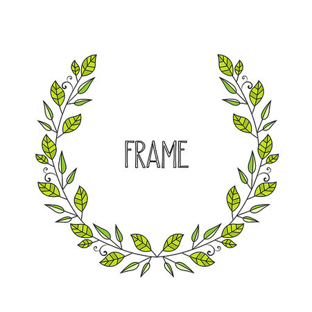 simsearch:400-08020817,k - Vector illustration of a natural frame, romantic decoration branches with leaves Foto de stock - Super Valor sin royalties y Suscripción, Código: 400-08836574