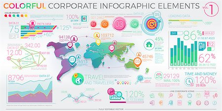 simsearch:400-08750925,k - Infographic elements collection, corporate vector illustration in flat style. Stock Photo - Budget Royalty-Free & Subscription, Code: 400-08836774