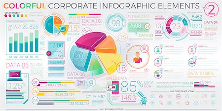 simsearch:400-08750925,k - Infographic elements collection, corporate vector illustration in flat style. Stock Photo - Budget Royalty-Free & Subscription, Code: 400-08836775
