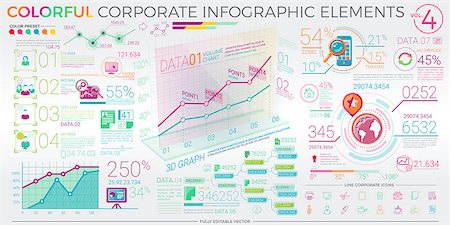 simsearch:400-08750925,k - Infographic elements collection, corporate vector illustration in flat style. Stock Photo - Budget Royalty-Free & Subscription, Code: 400-08836772
