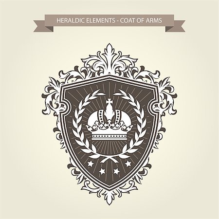 simsearch:400-06856945,k - Family coat of arms - heraldic shield with crown and laurel wreath Photographie de stock - Aubaine LD & Abonnement, Code: 400-08836808