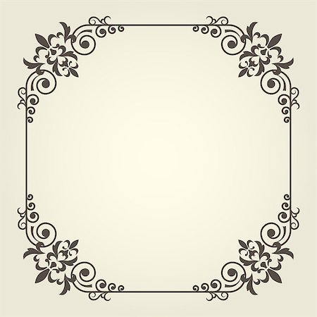 simsearch:400-08836820,k - Art nouveau square frame with ornate curly corners Photographie de stock - Aubaine LD & Abonnement, Code: 400-08836821