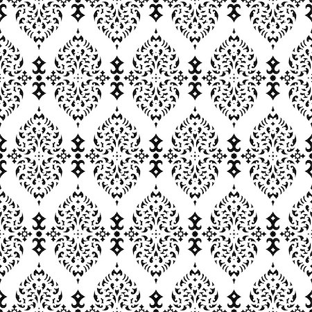 simsearch:400-06922170,k - Vector damask seamless pattern background. Elegant luxury texture for wallpapers, backgrounds and page fill. Photographie de stock - Aubaine LD & Abonnement, Code: 400-08836855