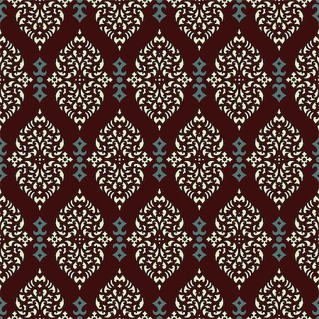 simsearch:400-06922170,k - Vector damask seamless pattern background. Elegant luxury texture for wallpapers, backgrounds and page fill. Photographie de stock - Aubaine LD & Abonnement, Code: 400-08836856