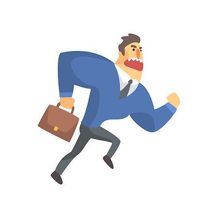 simsearch:400-04199603,k - Businessman Top Manager In A Suit Running Late, Office Job Situation Illustration. Funny Male Character Working In Business Financial Sphere Flat Cartoon Character. Stock Photo - Budget Royalty-Free & Subscription, Code: 400-08836926