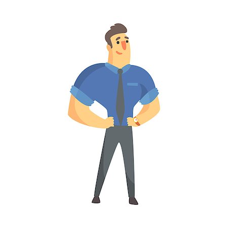simsearch:400-08159440,k - Content Successful Businessman Top Manager In A Short Sleeve Shirt, Office Job Situation Illustration. Funny Male Character Working In Business Financial Sphere Flat Cartoon Character. Stock Photo - Budget Royalty-Free & Subscription, Code: 400-08836922
