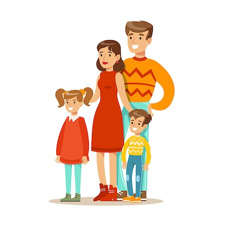 Mom, Dad And Children, Happy Family Having Good Time Together Illustration. Household Members Enjoying Spending Time Together Vector Cartoon Drawing. Stock Photo - Budget Royalty-Free & Subscription, Code: 400-08836988