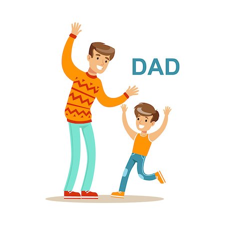 Dad Playing With His Son, Happy Family Having Good Time Together Illustration. Household Members Enjoying Spending Time Together Vector Cartoon Drawing. Stock Photo - Budget Royalty-Free & Subscription, Code: 400-08836980