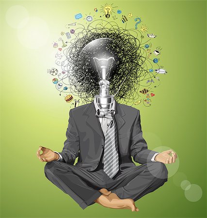 Relax concept. Vector businessman in lotus pose meditating Stock Photo - Budget Royalty-Free & Subscription, Code: 400-08837027