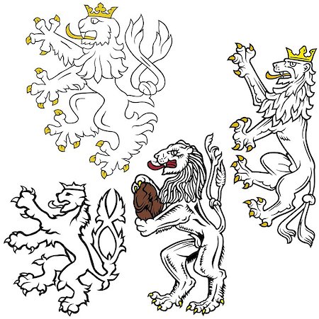 Heraldic Lion - Set Of Colored Illustrations, Vector Stock Photo - Budget Royalty-Free & Subscription, Code: 400-08837167