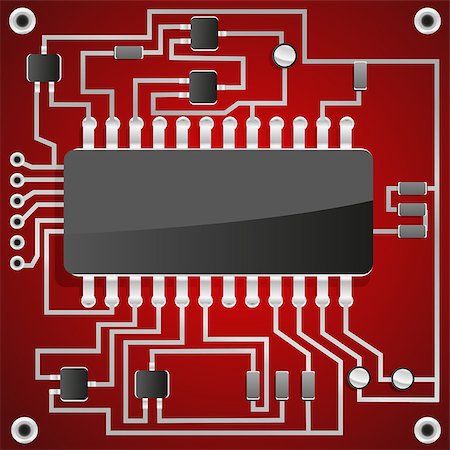 simsearch:400-05140464,k - The chip on the background of electronic scheme. Vector illustration in 3D style. Foto de stock - Royalty-Free Super Valor e Assinatura, Número: 400-08837295