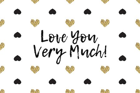 simsearch:400-09089937,k - Valentine greeting card with text, black and gold hearts. Inscription - Love You Very Much Stock Photo - Budget Royalty-Free & Subscription, Code: 400-08837579